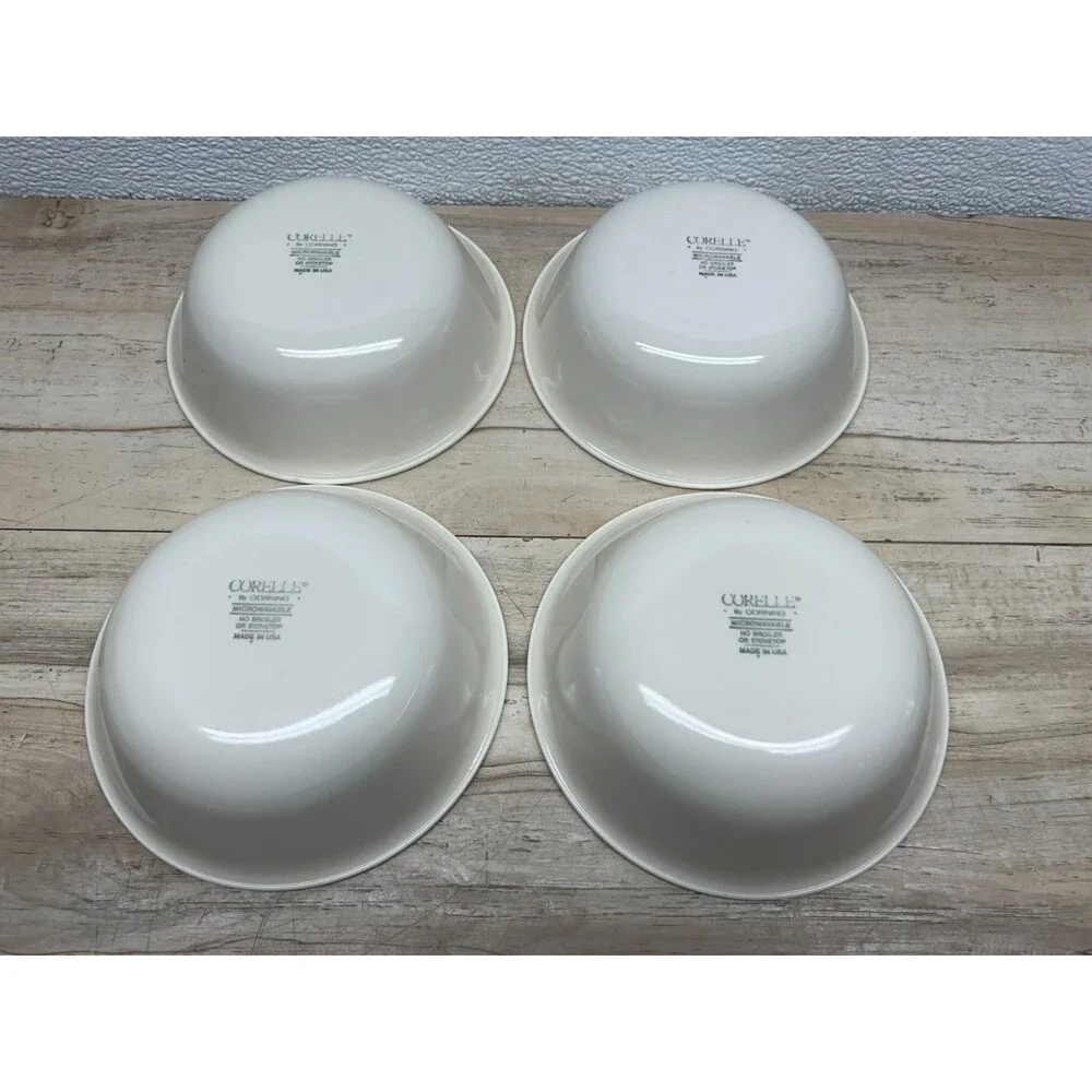 Vtg Corelle Forever Yours Vitrelle Glass 6 1/4 Cereal Soup Salad Bowls Set Of 4